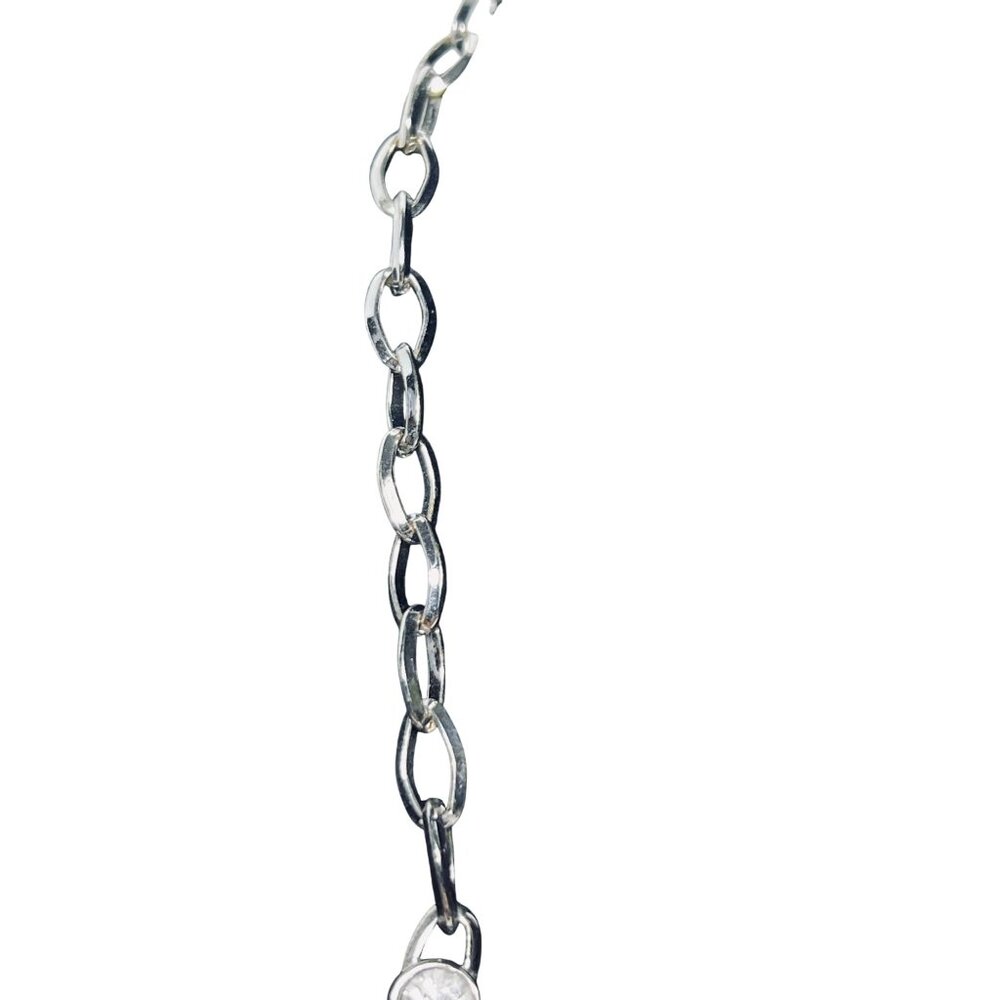 Dana Buchman Silver Tone Bib Necklace With Green Cabochons (6126) - Picture 5 of 8